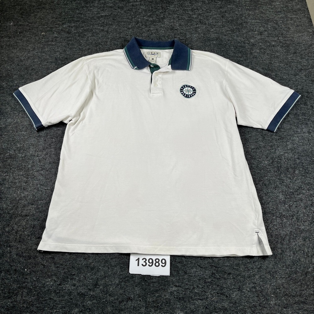 Vintage Seattle Mariners Polo Shirt Mens Large Gear For Sports Baseball MLB